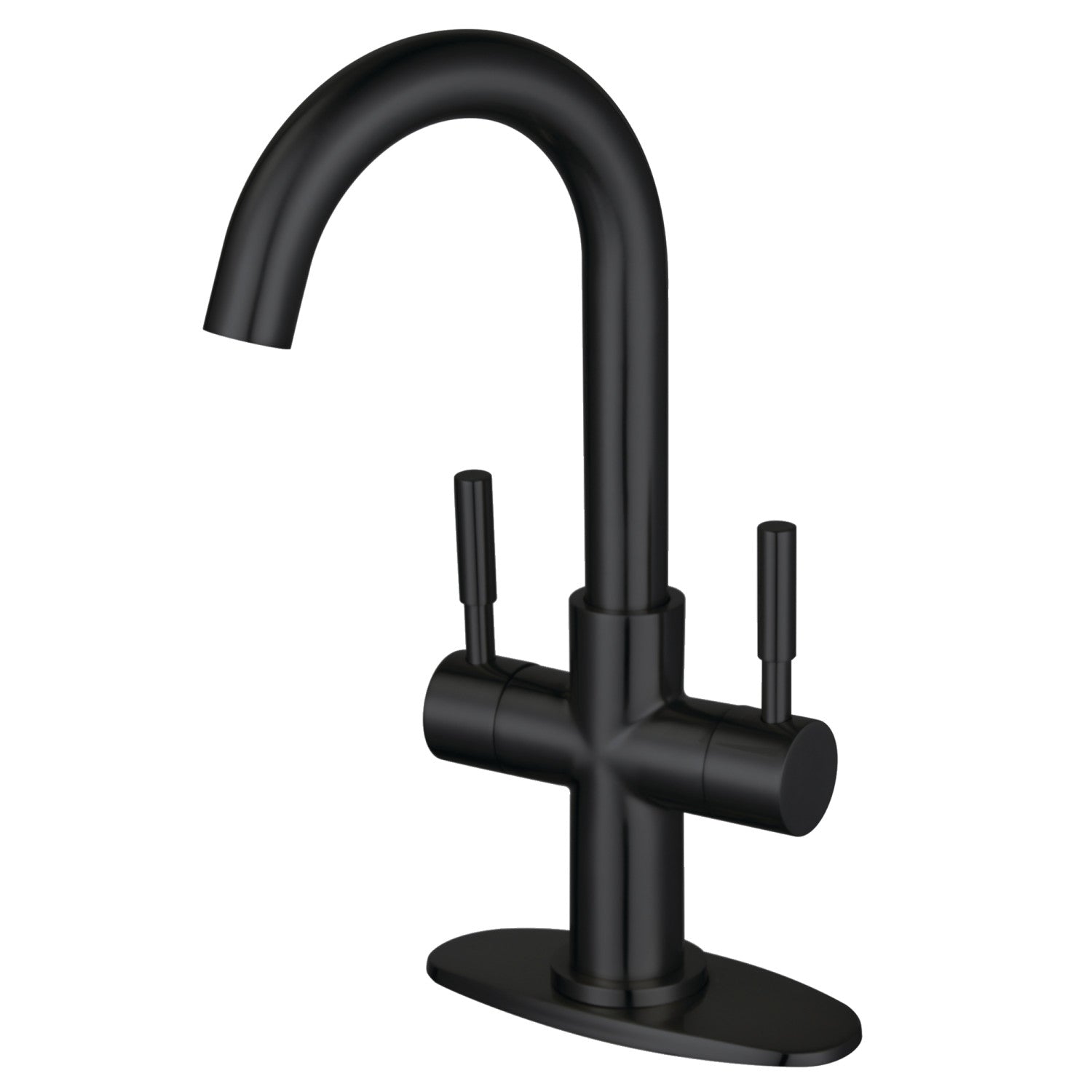 Kingston Sona LS8450DL - Concord Two-Handle 1-Hole Bathroom Faucet with Deck Plate and Push Pop-Up Drain, Matte Black — image 1